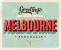 Vintage greetings from Melbourne, Australia vacation card