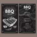 Vintage grill restaurant menu template with hand drawn sketch