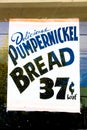 Vintage Grocery Store Sign Delicious Pumpernickel Bread 37 Cents Loaf circa 1940`s 1950`s, 1960`s