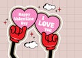 vintage groovy characters. Happy Valentine\'s Day