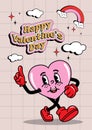 vintage groovy characters. Happy Valentine\'s Day