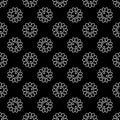 Vintage Groovy Smiling Flower vector dark outline seamless pattern