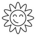 Vintage Groovy Smiling Flower vector outline icon or symbol
