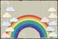 Vintage grunge background with rainbow. Vector