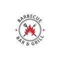 Vintage grunge barbecue logo design, bar and grill vector illustration with rustic style Royalty Free Stock Photo