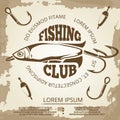 Vintage grunge fishing poster Royalty Free Stock Photo