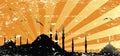Vintage grunge mosque silhouette raster