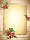 Vintage Grunge Paper With Cranberries Royalty Free Stock Photo