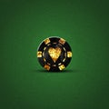 Vintage, grunge poker chip, on a dark green background. Hearts suit. Gambling Royalty Free Stock Photo