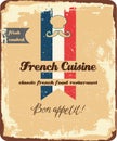 Vintage grunge retro menu sign french restaurant Royalty Free Stock Photo