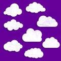 vintage grunge ultra violet illustration of white paper clouds c