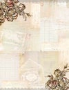 Vintage Grungy Antique Collage Background with flowers, and ephemera Royalty Free Stock Photo