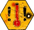 Vintage grungy heat warning sign, heatwave due to climate change in the USA, vector illustration