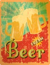 Vintage grungy and rusty beer advertising sign, bar sign, vector illustration, fictional artwork