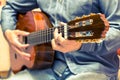 Vintage guitar player Royalty Free Stock Photo