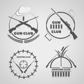 Vintage gun club labels emblems and design elements eps 10 Royalty Free Stock Photo