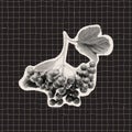 Vintage Halftone Collage Floral Elements. Decorative Pop Art Vector Illustration