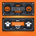 vintage halloween banners with pumpkin ghost design illustration Royalty Free Stock Photo