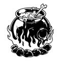 Vintage Halloween concept of cauldron