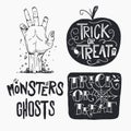 vintage halloween labels set design illustration Royalty Free Stock Photo