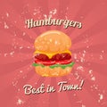 Vintage Hamburger Poster Vector