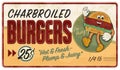 Vintage hamburger Tin Sign Advertisement Retro Royalty Free Stock Photo