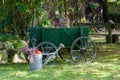 Vintage hand cart in a garden