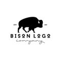 Vintage hand drawing  bison logo vector icon logo Royalty Free Stock Photo