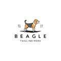Vintage Hand drawn Beagle Dog Logo Design Vector