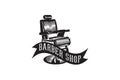 vintage hand drawn chair barber shop logo Designs Inspiration Isolated on White Background. Royalty Free Stock Photo