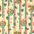 Vintage christmas owl baking charater seamless pattern vector Royalty Free Stock Photo