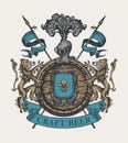 Vintage hand-drawn coat of arms of the old brewery