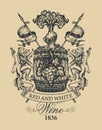 Vintage hand-drawn coat of arms for wine Royalty Free Stock Photo