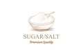 Vintage Hand Drawn Cup of Sugar or Salt for Seasoning Logo Design Vector