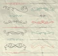 Vintage Hand Drawn Dividers Collection on Crumpled Royalty Free Stock Photo