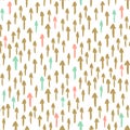 Vintage hand drawn doodle seamless pattern with pink, blue and gold arrows. Royalty Free Stock Photo