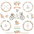 Vintage Hand Drawn Floral Bicycles