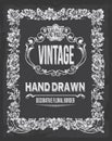 Vintage hand drawn floral chalkboard decorative border