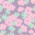 Hand drawn floral vector seamless pattern. Modern pastel colors and dark background. Royalty Free Stock Photo