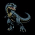 Vintage Hand Drawn Illustration of Blue T-Rex in Full Color Royalty Free Stock Photo