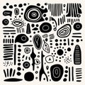 Black And White Abstract Painting Vector Design With Dogon Art Influence