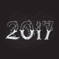 2017 vintage hand drawn numbers / Happy New Year blackboard