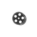 Vintage hand drawn Silhouette negative film reel roll tapes for movie cinema video logo