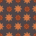 Vintage hand drawn Star Anise seamless pattern. Dried Star Aniseed or lllicium Verum, Used for Seasoning in Cooking