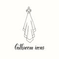 Vintage hand drawn towel in a sketch style. Hand made lettering. Vector objects from the bathroom Royalty Free Stock Photo