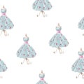 Vintage hand drawn watercolor flower dress seamless pattern Royalty Free Stock Photo