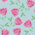 Vintage hand drawn watercolor rose flower seamless pattern Royalty Free Stock Photo