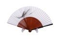 Vintage hand fan under the lights isolated on a white background Royalty Free Stock Photo