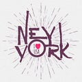 Vintage Hand lettered textured New York city t