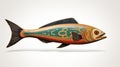 Vintage Hand-painted Wooden Fish With Indigenous Iconography